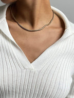 Solid Color Ribbed Polo Neck Sweater