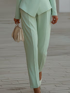 Elegant Tailored Blazer And Straight-Leg Pants Suit Set