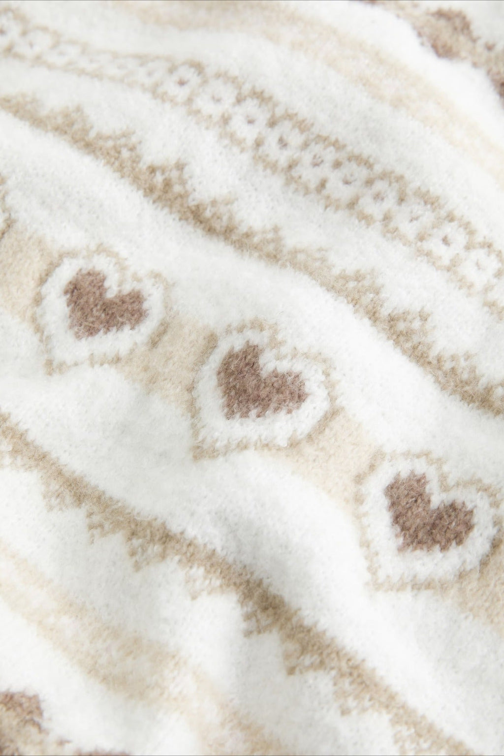 Heart Fair Isle Striped Long Sleeve Knit Sweater