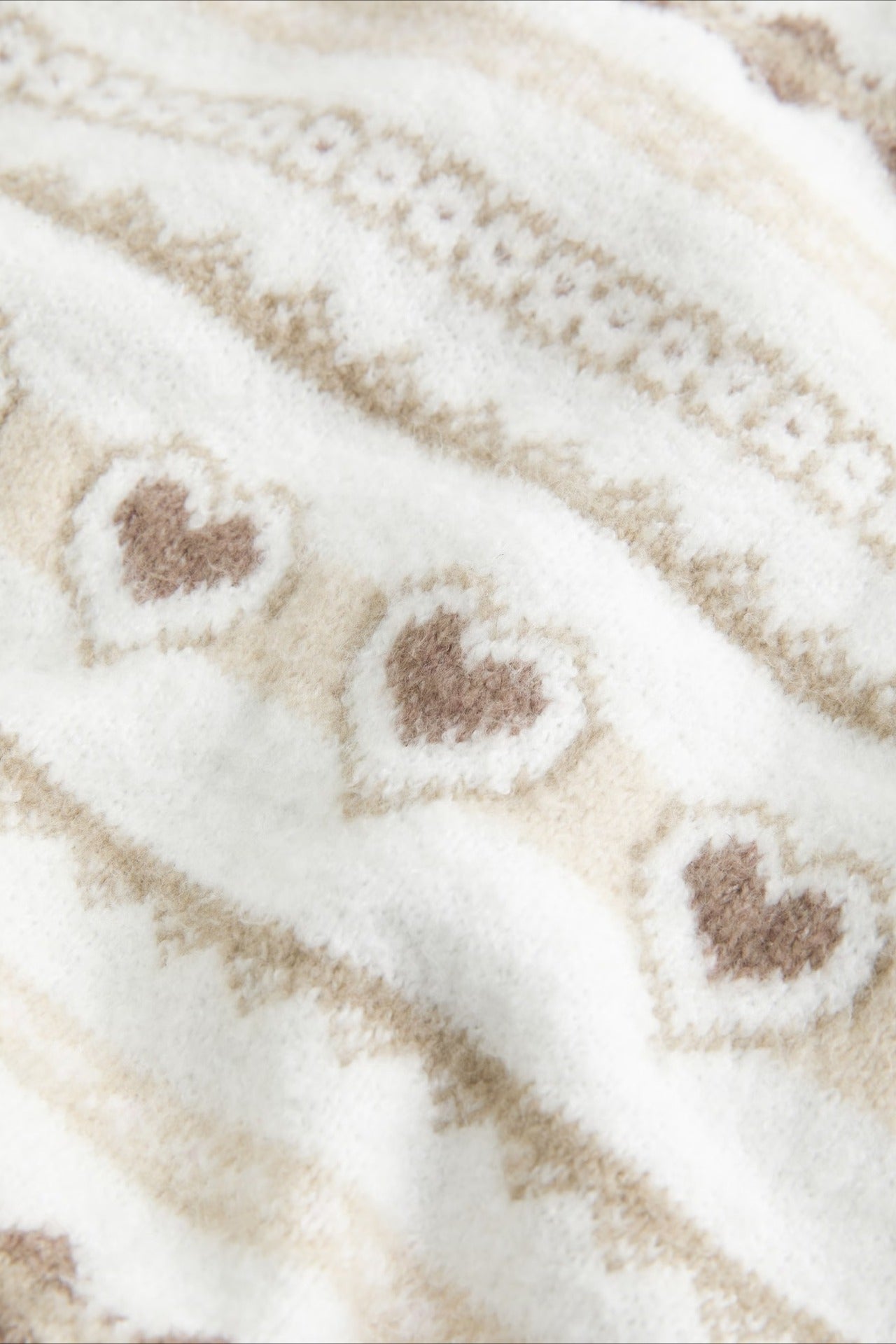 Heart Fair Isle Striped Long Sleeve Knit Sweater