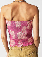 Random Floral Print Peplum Bandeau Top