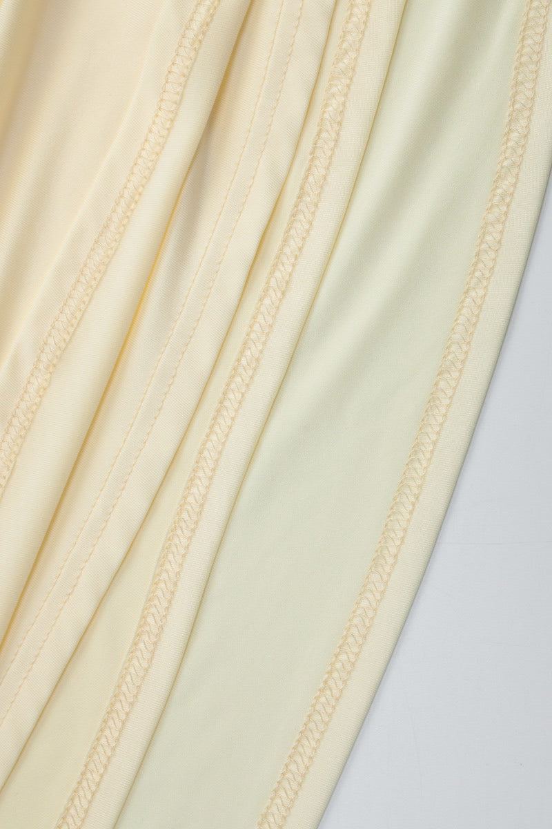 Halter Neck Deep V Wrap Ruched High Slit Maxi Dress