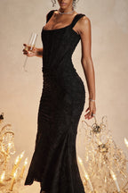 rose black floral maxi dress