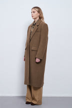 Cashmere Wool Herringbone Thick Overcoat