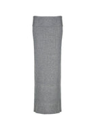 Grey Vintage Turned Waist Low Rise Maxi Skirt