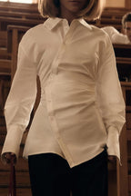Collared Asymmetrical Button Blouse