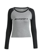 Raglan Contrast Color Slim Long Sleeve Tee