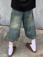 American Vintage Washed Aged Denim Shorts