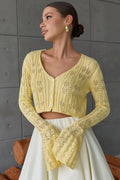 Slim Hollow Knit V Neck Button Cardigan