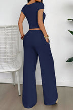 Y2K Crop Tank Top Wide Leg Two Piece Pants Set