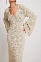 Beige Maxi Sweater Dress