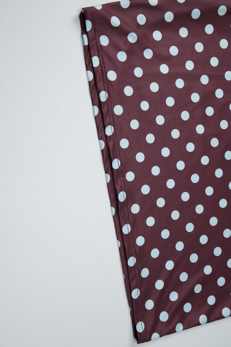 Polka Dot Bandeau Top High Waist Color Block Bodycon Skirt Set