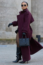 Double Breasted Belted Wool Trench Overcoat