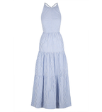 Chic Lace up Backless Stripe Dress