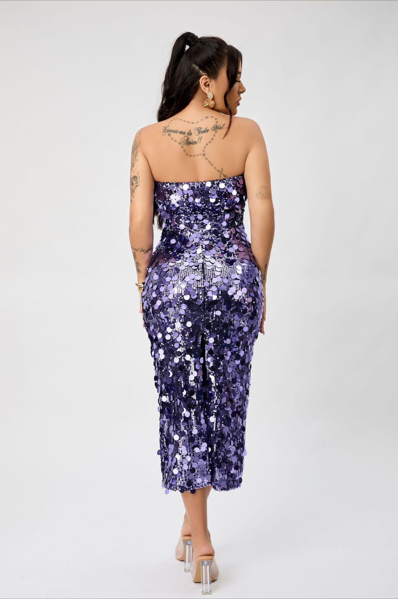 Sequin Strapless Bodycon Midi Dress