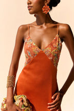 Marlena Embroidered Lace Slip Maxi Dress