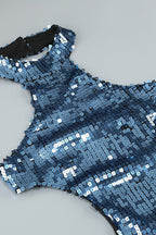 Sequin Halter Neck Waist Cut Out Bodycon Mini Dress