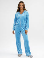 Velour Wide Leg Casual Fit Tracksuit For Women 2026