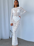 Liber Autumn Women's Lace Lace Maxi Dresses