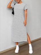 Stripes Slit Maxi Dresses