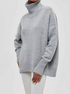 Solid High Neck Loose Sweater