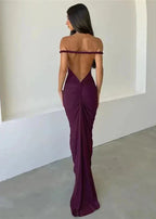 One-Shoulder Twisted Strap Folded Neckline Bodycon Maxi Dress