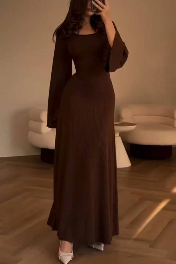 Teodora Minimalist Knitted Dress with Tie Belt Elevated Occasion Wear