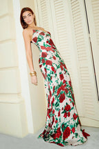Floral Plunge Low Back Slip Dress