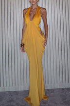 Saffron Muse Draped Halter Dress