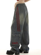 Loose patchwork stripes Cargo Jeans