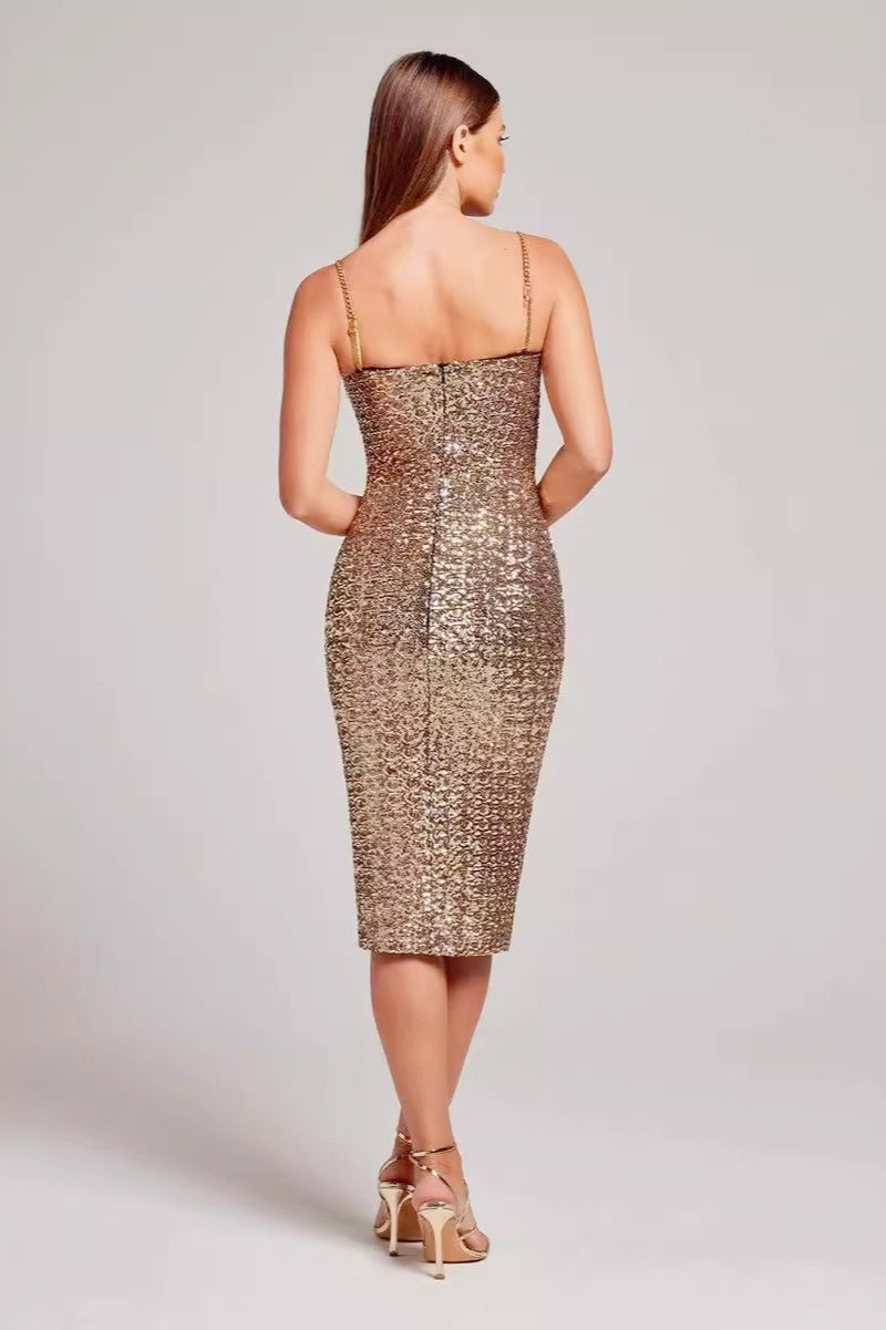 V Neck Bodycon Slip Dress