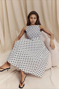 White Polka Dot Sleeveless Maxi Dress