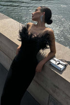 Ostrich Feather Bandage Prom Dress