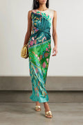 Satin Knot Front Sleeveless Midi Dress