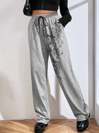 Cross Print Drawstring Sweatpants