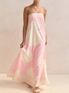 Smocked Printed Tube Maxi Dress