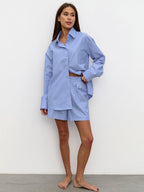 Chic Striped Cotton Casual Set  Blouse
