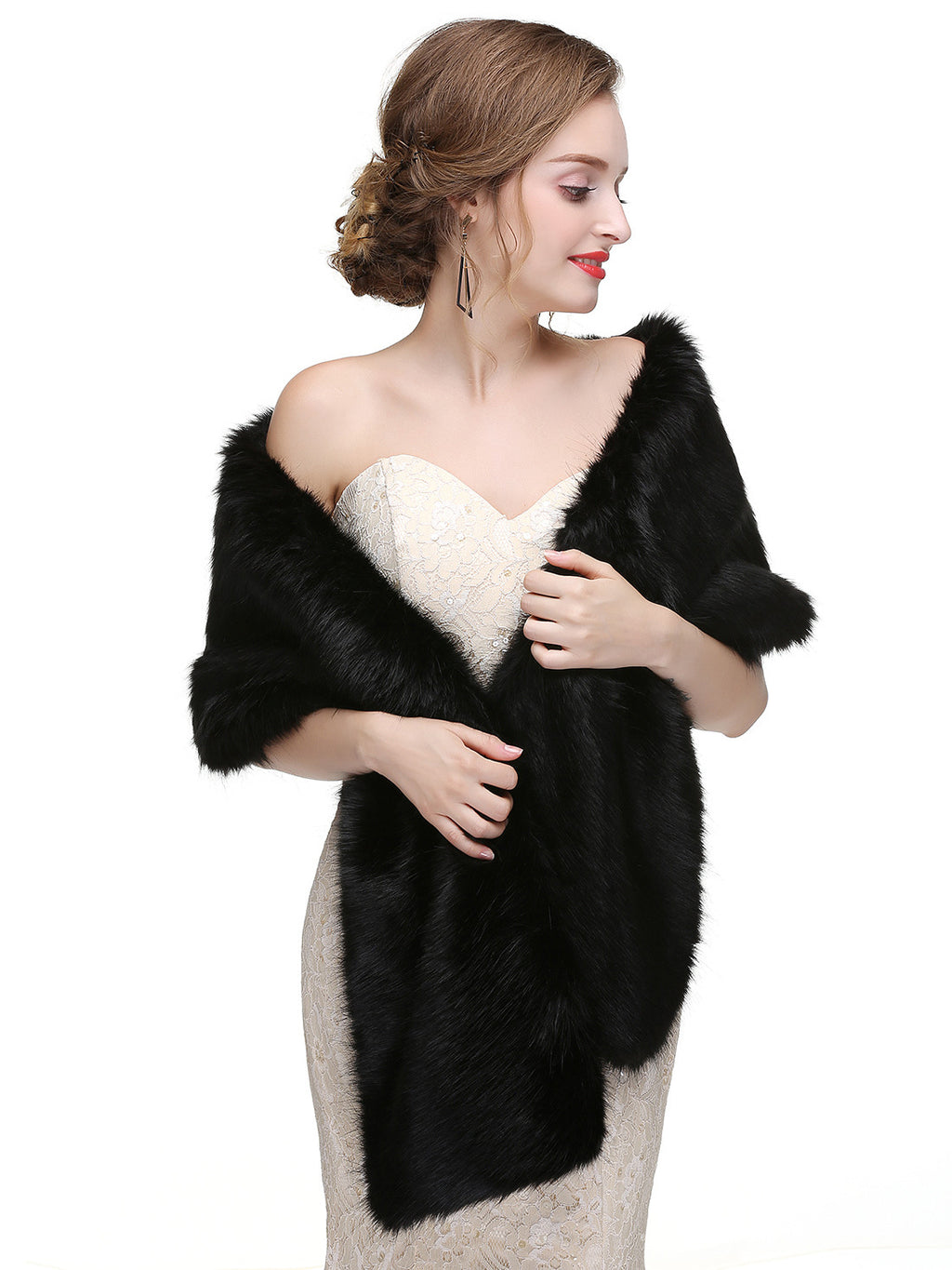 Faux Fur Wedding Wrap Shawl Bridal Winter Warm Cover Ups