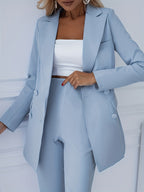 Faith | Women’s Double-Breasted Tailored Suit Set with Long Blazer