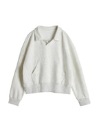 Solid Color Lapel Neck Oversized Hoodie