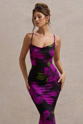 Floral Print Cowl Neck Spaghetti Strap Bodycon Midi Mini Dress