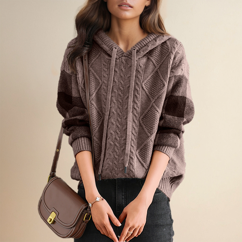 | Cable Knit Hoodie Sweater