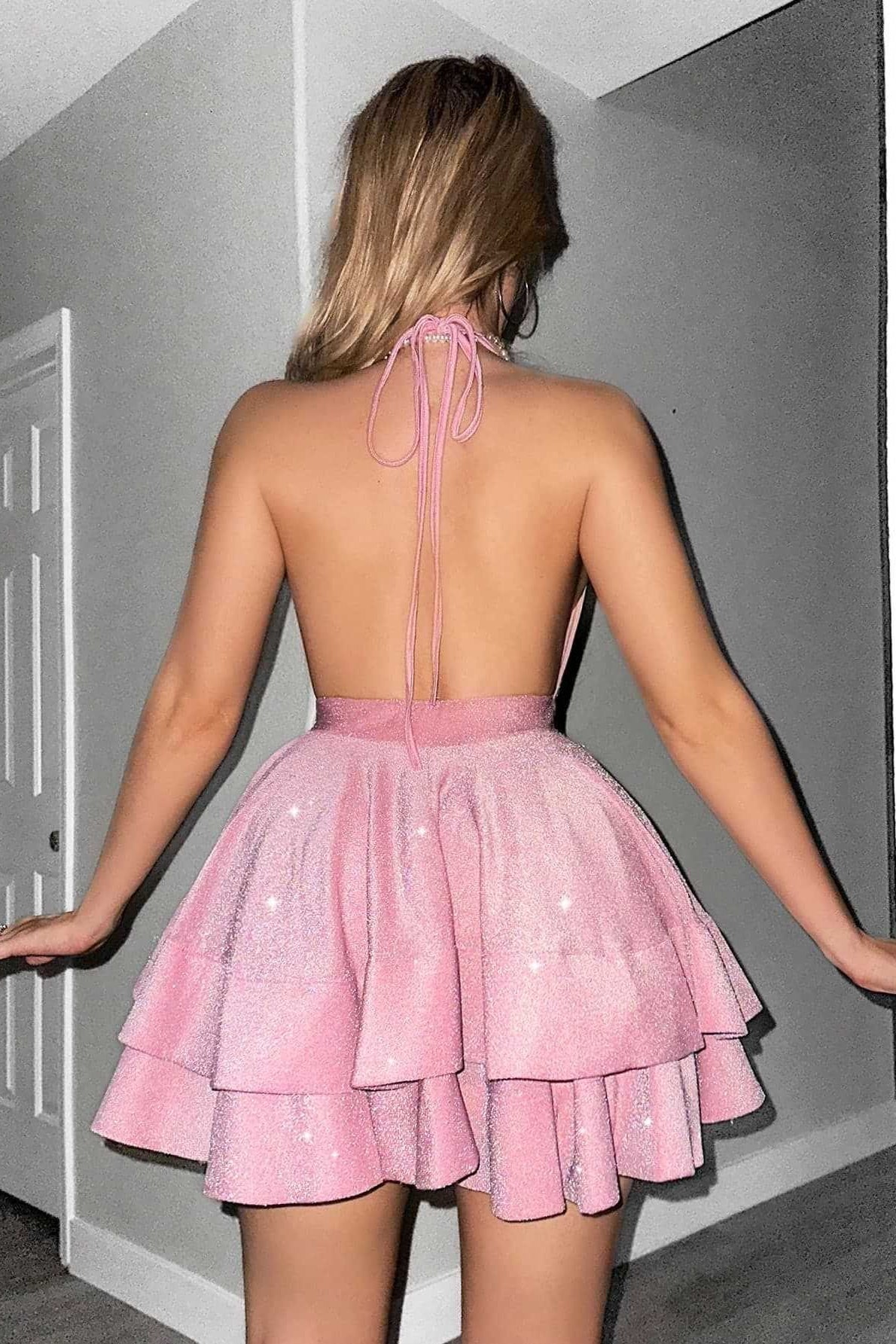 Glitter Ruffled Mini Dress
