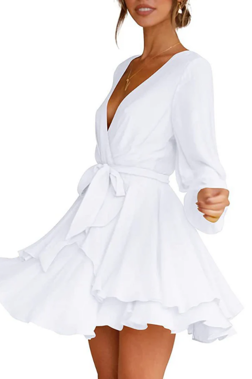 Johana Exclusive Summer Wrap Mini Dress Elevated Occasion Wear
