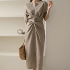 Helena Aesthetic Lange Wrap Dress Midi Premium Wardrobe Essential