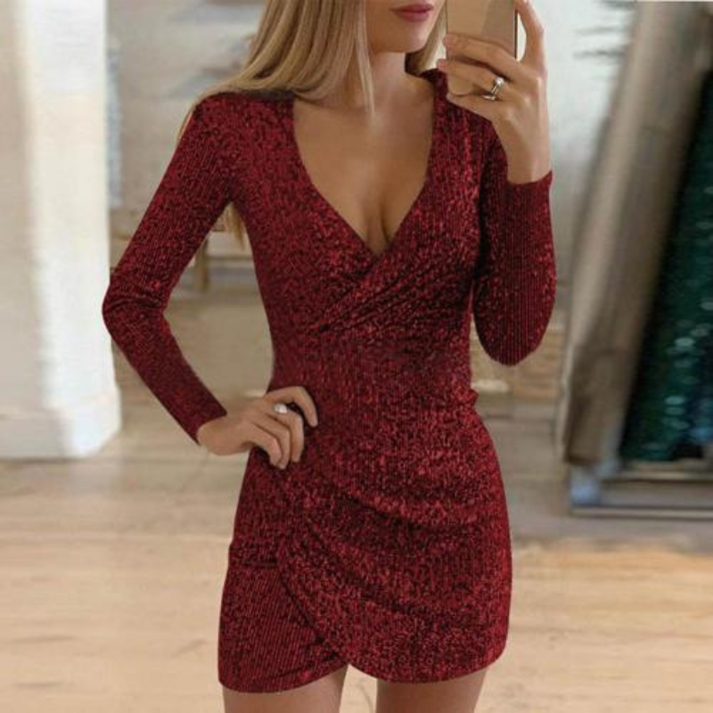Ivonne Elevated Women's Sequin Wrap Mini Dress Boutique Collection