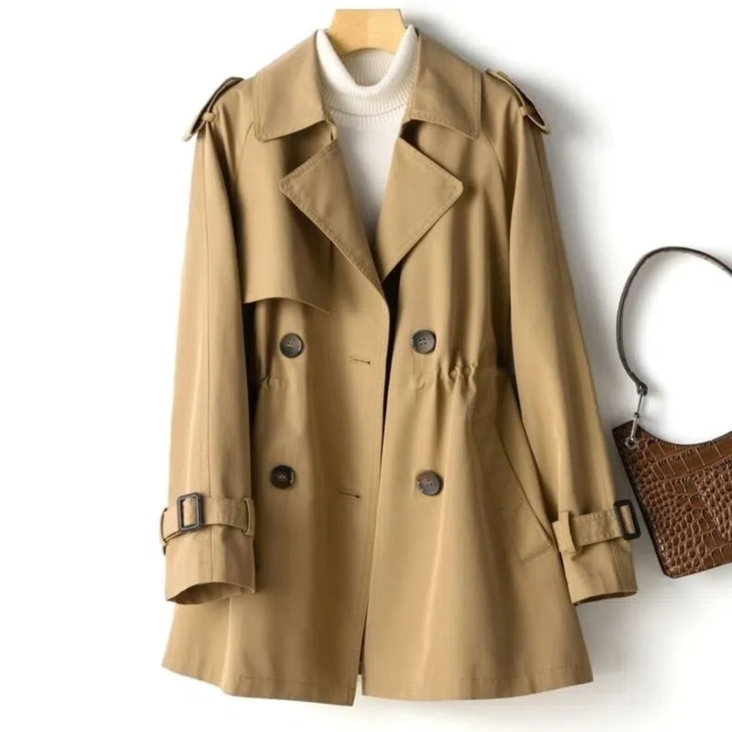 | Women's Belted Double-Breasted Coat