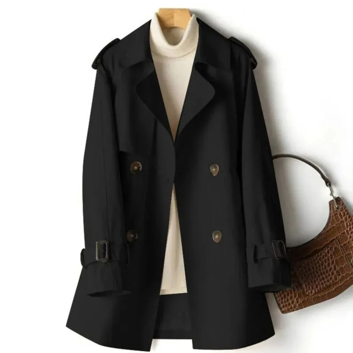 | Women's Belted Double-Breasted Coat