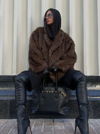 Dark Brown Lapel Short Coat