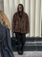 Dark Brown Lapel Short Coat